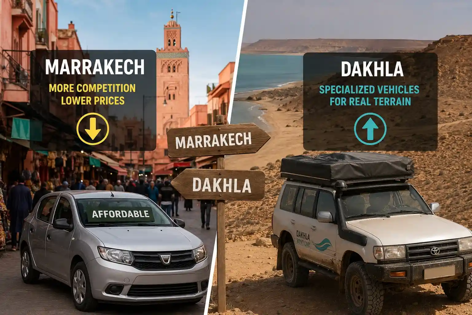 Dakhla vs Marrakech Car Rental: What's Different